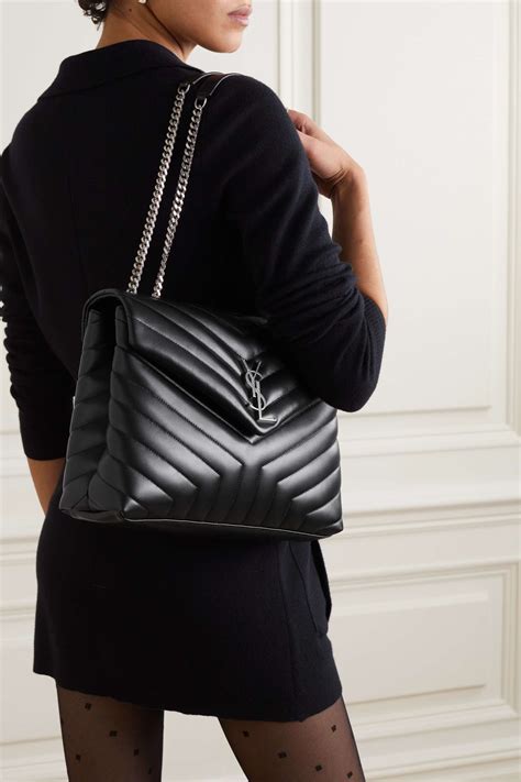 ysl loulou medium schwarz silber|SAINT LAURENT Loulou medium quilted leather .